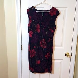 Ralph Lauren VNeck Sheath Dress Red Floral